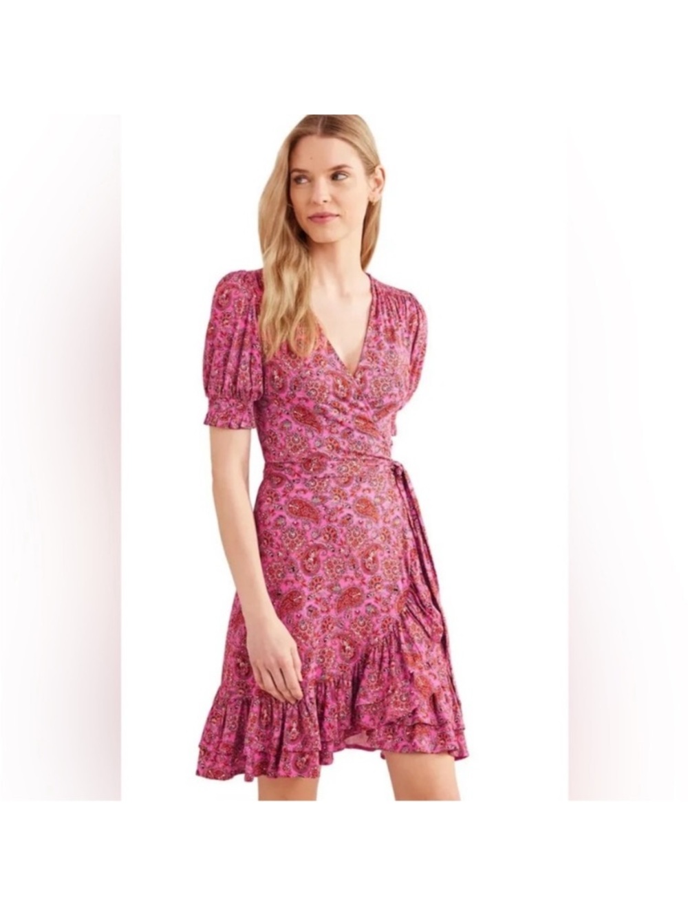 Like NEW! Boden Holiday Ruffle Wrap Dress. 12 Long.